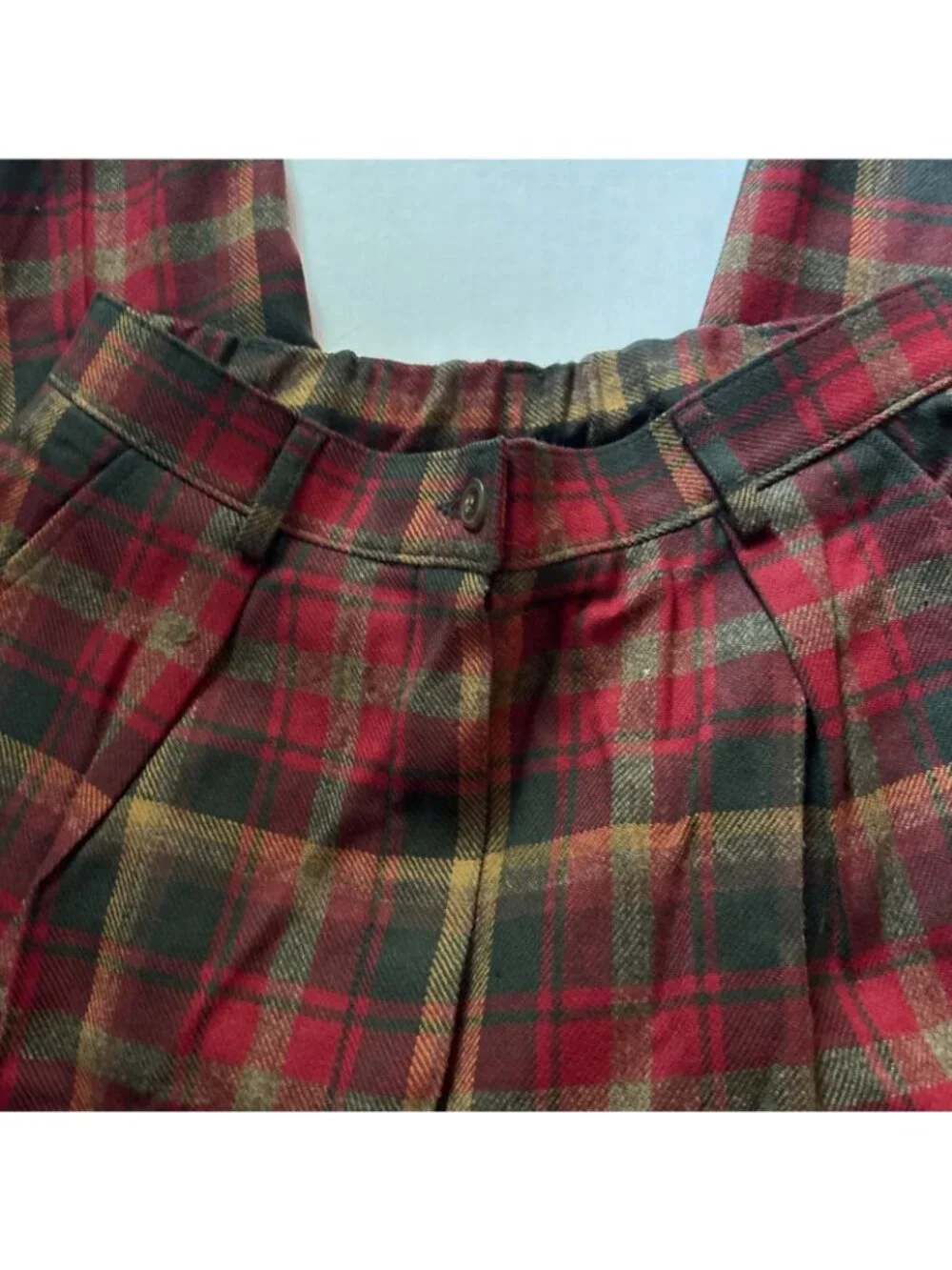 Vintage Pendleton 100% Wool Red Plaid Pants Lined Size 10 See Measurements